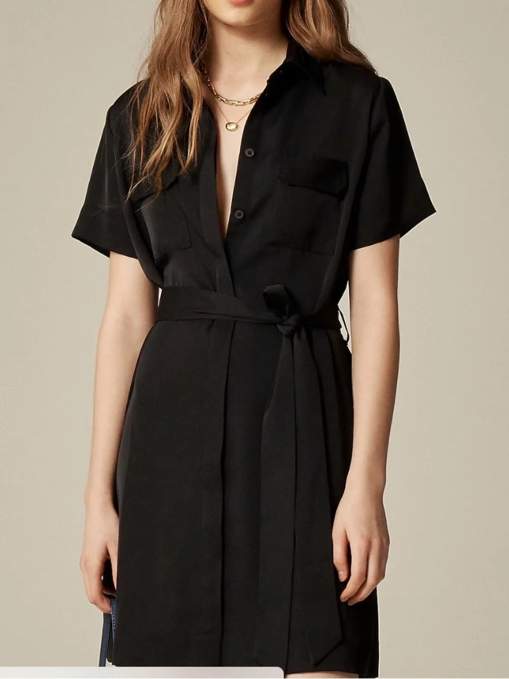 J. Crew Black Mini Satin Short-Dress Sz 8 NWOT